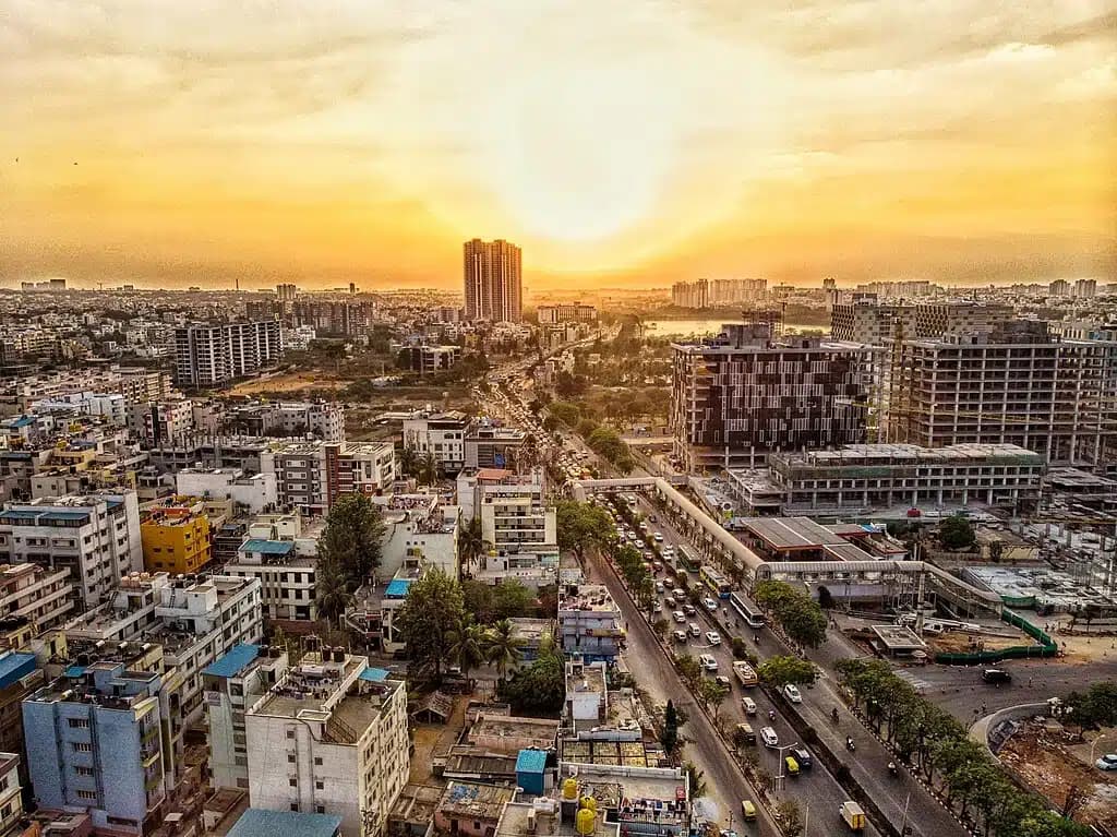 Bangalore city skyline with green canopy
