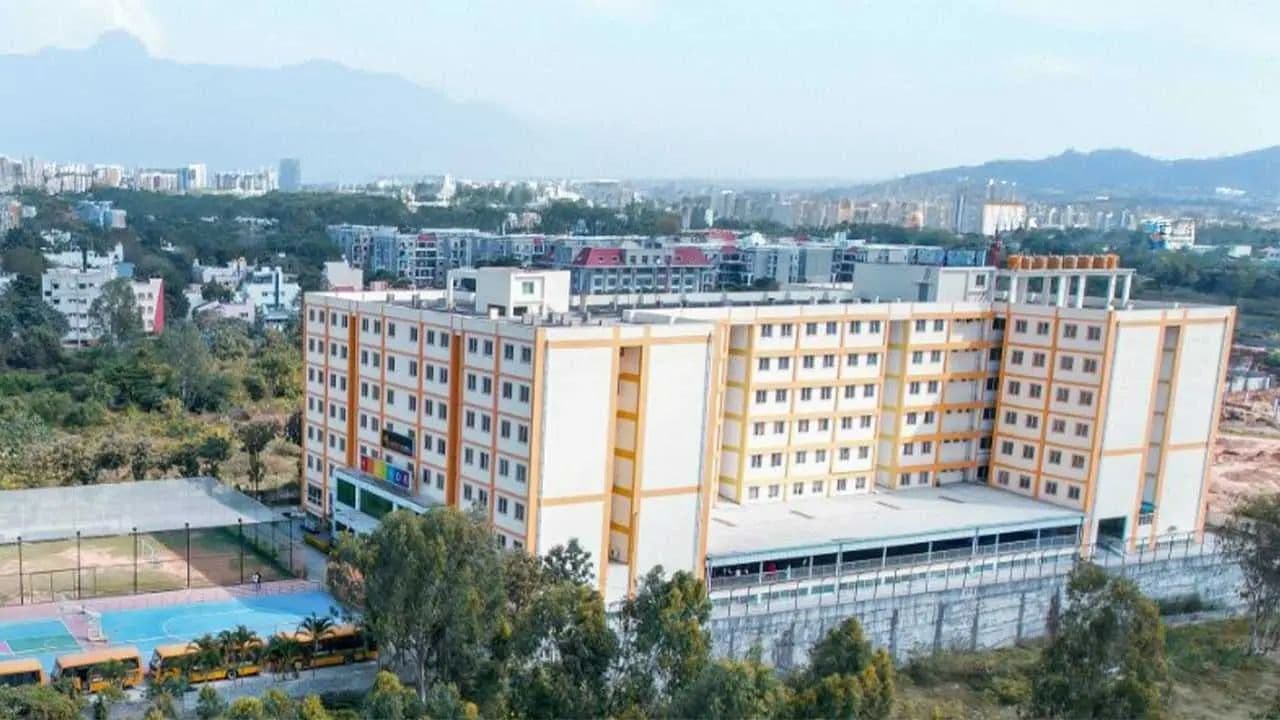 Rathinam School of Business campus entrance with signage, Bangalore